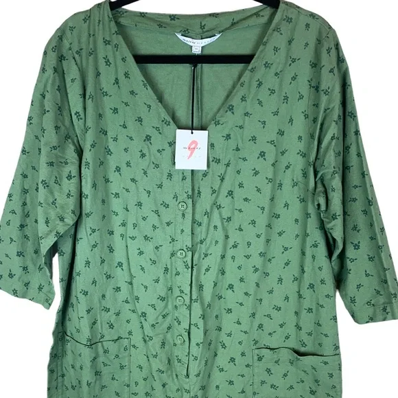 The Nines by Hatch Button Romper Jumpsuit Green Floral Maternity Size XXL - Picture 8 of 15